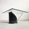 Mesa de centro posmoderna escultural de vidrio y mármol negro, años 80, Imagen 8