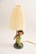 Lampe en Céramique avec Abat-Jour en Tissu, 1950s 3