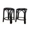 Vintage Black Rattan Stools, Set of 2 8