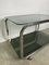 Vintage Service Table in Silver Metal on Smoked Glass, 1960s 2