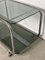 Vintage Service Table in Silver Metal on Smoked Glass, 1960s 5
