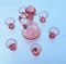 Art Nouveau Pink Crystal Glass Decanter with 6 Glasses, 1910s, Set of 7 2