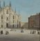 Duomo of Milan with Peasants, Oil Painting, 18th Century, Framed 2