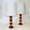 Scandinavian Amber Colored Glass and Brass Table Lamp, 1960s, Set of 2 7