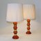 Scandinavian Amber Colored Glass and Brass Table Lamp, 1960s, Set of 2 2