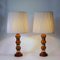 Scandinavian Amber Colored Glass and Brass Table Lamp, 1960s, Set of 2 5