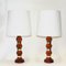 Scandinavian Amber Colored Glass and Brass Table Lamp, 1960s, Set of 2 8