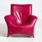 Easy Chair in Burgundy Leather with Ottoman, 1980s, Set of 2, Image 5