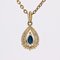French Modern 18 Karat Yellow Gold Drop Pendant with Sapphire and Diamonds, Image 8