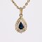 French Modern 18 Karat Yellow Gold Drop Pendant with Sapphire and Diamonds 4