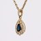 French Modern 18 Karat Yellow Gold Drop Pendant with Sapphire and Diamonds, Image 5