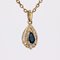 French Modern 18 Karat Yellow Gold Drop Pendant with Sapphire and Diamonds 6