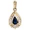 French Modern 18 Karat Yellow Gold Drop Pendant with Sapphire and Diamonds, Image 1