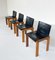 Mid-Century Modern Chairs in Wood and Leather in the style of Scarpa, 1960s, Set of 4 3