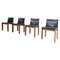 Mid-Century Modern Chairs in Wood and Leather in the style of Scarpa, 1960s, Set of 4 1