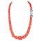Coral, White Stones, Rubies, Onyx, Rose Gold and Silver Necklace 1
