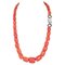 Coral, White Stones, Rubies, Onyx, Rose Gold and Silver Necklace, Image 1