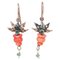 Coral, Emeralds, Diamonds, Rose Gold and Silver Earrings, 1950s, Set of 2, Image 1