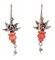 Coral, Emeralds, Diamonds, Rose Gold and Silver Earrings, 1950s, Set of 2, Image 3