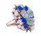 Bague Aigue-marine, Lapis, Perles, Diamants, Or Rose et Argent 2