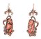 Pink Cora, Sapphires, Diamonds, 14 Karat Rose Gold and Silver Earrings, 1950s, Set of 2, Image 3