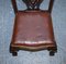 Chippendale Style Claw & Ball Side Dining Desk Chairs in Leather, Set of 2 8