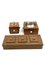 Smoking Set with Ashtray, Table Lighter and Cigars Box in Parchment, Wood and Brass, France, 1950s, Set of 3, Image 15