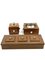 Smoking Set with Ashtray, Table Lighter and Cigars Box in Parchment, Wood and Brass, France, 1950s, Set of 3, Image 5