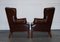 Georgian Style Hand Dyed Brown Leather Wingback Chairs, Set of 2 13