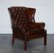 Sedie Wingback in stile georgiano in pelle marrone tinta a mano, set di 2, Immagine 4