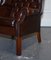 Georgian Style Hand Dyed Brown Leather Wingback Chairs, Set of 2 12