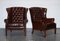 Georgian Style Hand Dyed Brown Leather Wingback Chairs, Set of 2 3