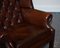 Georgian Style Hand Dyed Brown Leather Wingback Chairs, Set of 2 11