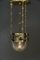 Lámpara colgante antigua de latón y vidrio, 1908, Imagen 17