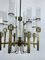 Lámpara de araña de tubos de vidrio y latón de 8 brazos de Sciolari, Italia, años 60, Imagen 10