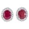 14 Karat White Gold and Platinum Earrings with Rubies and Diamonds, 1980s, Set of 2 1