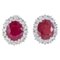 14 Karat White Gold and Platinum Earrings with Rubies and Diamonds, 1980s, Set of 2, Image 1