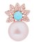 14 Karat Rose Ohrringe mit rosa Perlen, Türkis und Diamanten, 1970er, 2 . Set 2