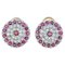 Rose Gold and Silver Earrings with Rubies and Diamonds, Set of 2 1