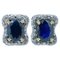 14 Karat Rose Gold and Silver Earrings with Sapphires and Diamonds, 1950s, Set of 2 1