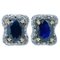 14 Karat Rose Gold and Silver Earrings with Sapphires and Diamonds, 1950s, Set of 2, Image 1