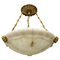 Large Neoclassical Style Alabaster and Bronze Pendant Light, 1890s 1