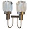 Italian Space Age Steel and Optical Glass Wall Sconces attributed to Stilux Milano, 1970s, Set of 2 2