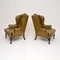 Vintage Leather Wing Back Armchairs, 1930, Set of 2 4