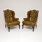 Vintage Leather Wing Back Armchairs, 1930, Set of 2 1