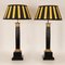Vintage French Napoleonic Lamps in Black Marble and Gold Gilded Bronze, 1980s, Set of 2 1