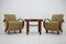 Art Deco Czechoslovakian Armchairs and Table in Walnut, 1940s, Set of 3 3
