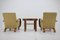 Art Deco Czechoslovakian Armchairs and Table in Walnut, 1940s, Set of 3 6