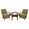 Art Deco Czechoslovakian Armchairs and Table in Walnut, 1940s, Set of 3 1