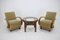 Art Deco Czechoslovakian Armchairs and Table in Walnut, 1940s, Set of 3 2